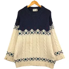 古着 セントマイケル St Michael 総柄 ケーブル編み モックネック フィッシャーマン アランニットセーター 英国製 メンズL相当/eaa594394