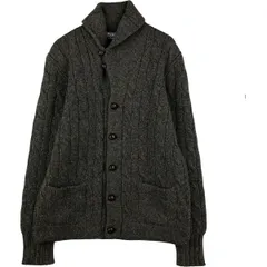 古着 ラルフローレン Ralph Lauren POLO by Ralph Lauren ケーブル編み ショールカラー ウールニットカーディガン メンズM相当/eaa592929