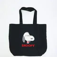 スヌーピー トートバッグ アップリケ刺しゅう ブラック SNOOPY