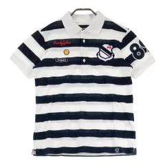 サイズ：4 PEARLY GATES パーリーゲイツ  半袖ポロシャツ ニコちゃん ワッペン ボーダー柄 ホワイト系 [240101376879]# ゴルフウェア メンズ ストスト