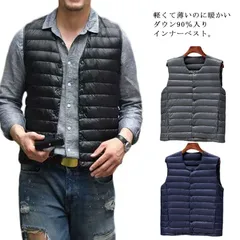 ダウンベスト インナーベスト メンズ インナーダウン アウター ダウン90％ ショート ライトダウン 軽量 防寒 インナー ベスト あったか 暖かい ポケッタブル ノーカラー ラウンドネック Vネック#tim2387