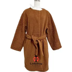 UNIQLO ユニクロ × JW ANDERSON レディース ボアコート ボアジャケット ボアフリース ノーカラーコート ウエストリボン付き XLサイズ ブラウン 美品 上品 きれいめ シンプル おしゃれ 高級感 防寒 秋冬 通勤 人気 ブランド アウタ