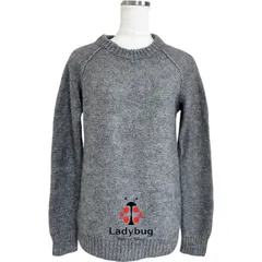 HUMAN WOMAN ヒューマンウーマン レディース ニット セーター モヘヤブレンド 長袖 模様編み グレー M 美品 柔らかい 上品 きれいめ ナチュラル 大人カジュアル 秋冬 おしゃれ