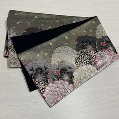 【未使用品】　匿名配送　未仕立て　西陣織　袋帯　金　銀　黒　花柄　振袖　成人式　結婚式　6