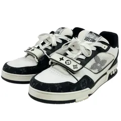 【中古】LOUIS VUITTON | ルイ・ヴィトン トレイナーライン モノグラム デニム スニーカー 靴 1ABOD8 ブラック×ホワイト サイズ：8 1/2【尾張小牧店】