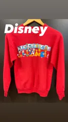 Disney ディズニー 赤 トレーナー スウェット ミッキー ミニー ドナルド デイジー プーさん ティガー ピグレット プルート グーフィー イーヨー レディースS 中古 古着 110155