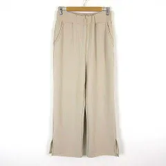 ar ライトオン パンツ イージー ワイドパンツ リブ 裏起毛 ストレッチ L ベージュ