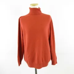 ユニクロ UNIQLO カシミヤニット セーター タートルネック 長袖 オレンジ M *A404