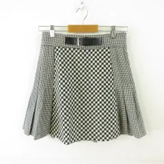 ザラウーマン ZARA WOMAN ミニスカート フレア プリーツ 千鳥格子柄 黒 オフホワイト S *T750