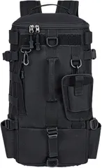 Thujopsis 釣りバッグ 釣りリュックアウトドアタクティカルキャンプロッドホルダー付き 竿3本収納 4WAY 2カラー (ブラック)