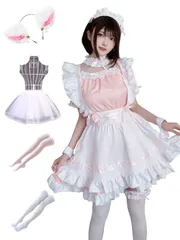 新品 [MINCOS] メイド服 コスプレ 豪華12点セット 猫耳 コンカフェ メイド喫茶 衣装 レディース