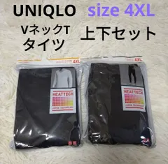 4XLサイズ UNIQLO ヒートテック VネックT 九分袖 タイツ メンズ 紳士 MEN 男性 大人 ブラック ヒートテックタイツ インナー 大きいサイズ