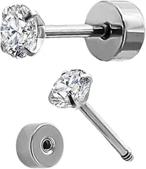 Harunowa チタンピアス つけっぱなし 金属アレルギー対応 ファーストピアス セカンドピアス ジルコニア メンズ レディース (チタン,  ジルコニア直径3ｍｍ)