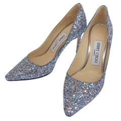 JIMMY CHOO 22.5cm パンプス シルバーグリッター 銀 35.5 - メルカリ