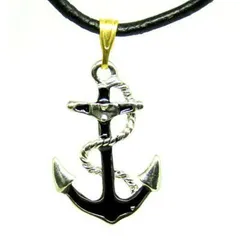 錨 牛革紐付 チョーカー ペンダント ネックレス ヨット 舟 船乗り グッズ イカリ ダイビング 釣り 船員
