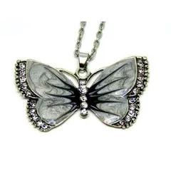 キラキラ 蝶 ラインストーン ペンダント チョーカー グッズ ネックレス バタフライ アニマル 昆虫 グッズ マーブル