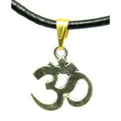 オーム 牛本革紐付 チョーカー ペンダント ネックレス 真言 マントラ 梵字 オウム グッズ