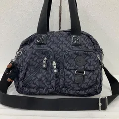 5536　KIPLING キプリング　2way　ショルダーバッグ　トートバッグ　チャーム付き　モンキー　ゴリラ　　ブラック　黒　ナイロン　エナメルレザー　レディース　フロントポケット　ポケット多数　多機能　機能的　軽量　総柄