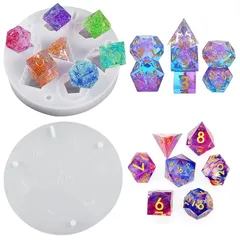 【新品】 シリコンモールド 7個セット サイコロ 多面体 ダイス 数字 ナンバー レジン型 UVレジン エポキシ樹脂 シェイカーモールド ソフトモールド DIY手作り レジンモールド 穴あき 型抜き ハンドメイド サイコロモールド シリコン型 半透明 卓上 0