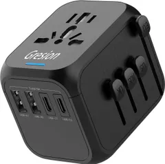 海外旅行 マルチ変換プラグ 旅行 便利グッズ 韓国 台湾 香港 EU UK AU US等 全世界対応 100-250V/8A対応 2USB Aと2USB Cポート搭載