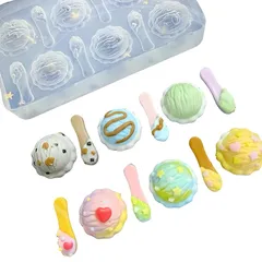 【新品】 シリコーンモールド uvレジン型 アイスクリーム フェイクスイーツ ミニチュアフード ミニチュアスイーツ レジン 粘土 立体型 デコパーツ 食玩 アイスクリーム 0