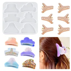 【新品】 Koonafy バンスクリップ 髪留め シリコンモールド 6個 ヘアクリップ アクセサリー レジン型 樹脂 DIY 手作り ハンドメイド 手芸品 プレゼント ヘアピン 装飾 おしゃれ パーツ付き シリコン 型 ギフト ソフトモールド レジン液 金 0
