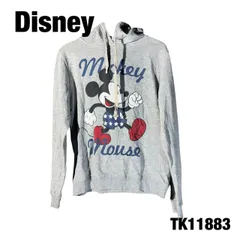Disney グレー フーディー ミッキー プリント パーカー プルオーバー キャラクター古着 秋冬 TK11883
