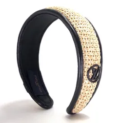 【美品】LOUIS VUITTON ルイヴィトン／ヘッドバンド ラフィア M77534／ラフィア・ラムレザー・シルク／NOIR(ノワール)のサムネイル