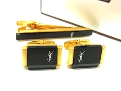 YVESSAINTLAURENT イヴサンローラン ヴィンテージ カフス カフリンクス ネクタイピン タイクリップ 2点セット ゴールド系 DK7212