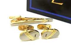 ■極美品■ YVESSAINTLAURENT イヴサンローラン ヴィンテージ カフス カフリンクス ネクタイピン  2点セット ゴールド系 DK7164