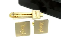 ■美品■ YVESSAINTLAURENT イヴサンローラン ヴィンテージ カフス カフリンクス ネクタイピン 2点セット シルバー系 DK7199