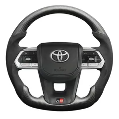 (マットリアルカーボン x アルカンターラBK x シルバーステッチ) 純正交換ガングリップステアリング ランクル  300系 R3/8-R7/3 LS226 ヒーター対応のサムネイル