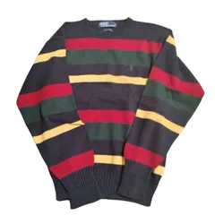 Z1569 POLO RALPH LAUREN ポロラルフローレン　4色ボーダー　マルチカラー　ニットセーター　綿　メンズ　M