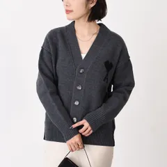 AMI ALEXANDRE MATTIUSSI AMI DE COEUR アミパリス カーディガン Ami De Coeur メリノウールフェルトニット カーディガン UKC367 018 レディース ユニセックス グレー ブラック ウール