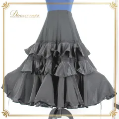 社交ダンス 衣装 スタンダード スカート レッスンウェア 女性用 レディース オールシーズン 黒 ブラック系 無地 シンプル 練習着 レース 花柄 フレア スカート 伸縮性 気品 コスチューム おしゃれ ダンスウェア トレーニング 移動楽 スタイリッシュ