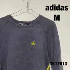 adidas トレーナー 長袖 M ダークグレー スウェット ワンポイント ロゴ 刺繍 3本線 レディース クルーネック アディダス RN88387 古着 TK12013