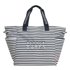 PEARLY GATES パーリーゲイツ  ロッカーバッグ トートバッグ ニコちゃん ボーダー柄 ネイビー系  [240101552739] ゴルフウェア ストスト