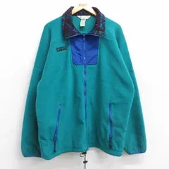 L/古着 コロンビア 長袖 フリース ジャケット メンズ 90s 青緑 25oct28 中古 アウター