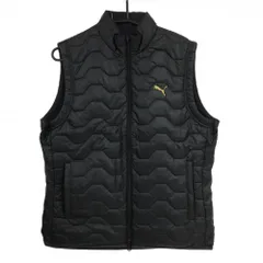 【超美品】プーマ リバーシブル中綿ベスト 黒 裏ニットダークグレー  メンズ L ゴルフウェア PUMA
