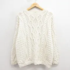 XL/古着 エディーバウアー 長袖 ケーブル セーター メンズ 90s コットン クルーネック 生成り spe 25oct28 中古 ニット トップス