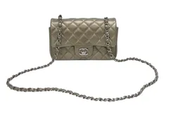 極美品 CHANEL シャネル ミニマトラッセ20 Sフラップ Sチェーンショルダーバッグ 23番台 ココマーク キャビアスキン グレー 中古 4b008728