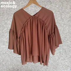 earth music&ecology　ブラウンシフォンフレアスリーブブラウス Fサイズ