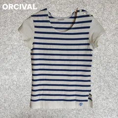 ORCIVAL ストライプ 半袖Tシャツ 白/紺 Fサイズ