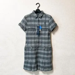 【未使用タグ付】Callaway キャロウェイ 半袖 グレンチェックワンピース グレー ロゴ刺繍  レディース ウェア ゴルフ Lサイズ 定価15,000円＋税