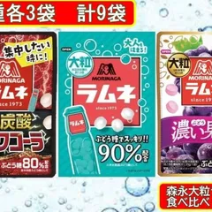 森永製菓 大粒ラムネ 3種 アソートセット 各3個 ブドウ糖 大容量 まとめ買い 業務用 ぶどう糖 勉強 仕事 リフレッシュ