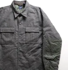 90's ギャップ GAP 中綿ネル ウール シャツジャケット 灰 (L) ビッグサイズ ウールフランネル ナイロン切替 90年代 旧タグ オールド アメリカ古着 USED  ビンテージ ヴィンテージ