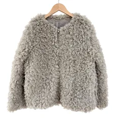 Z1587 DURAS  デュラス　プードルコート　ファージャケット　もこもこ　グレー　レディース　フリーサイズ