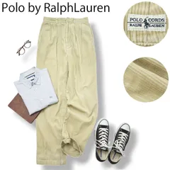 【定番】 POLO CORDS 90sヴィンテージ Polo ラルフローレン ワイド ストレート ツータック 太畝 コーデュロイ パンツ 29 ベージュ メンズ アメトラ アメカジ ストリート 