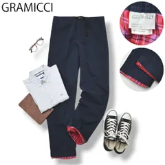 【定番】グラミチ GRAMICCI  ストレート ロング コットン 裏地フランネル チェック柄 コットン ツイル クライミングパンツ M ネイビー メンズ 男性用 アメカジ ストリート