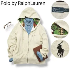 ポロ ラルフローレン POLO RALPH LAUREN ジップ パーカー スウェット トレーナー 裏起毛 タロン TALON ZIP ポニー ロゴ 刺繍 オルテガ柄 切替 XL グレー メンズ